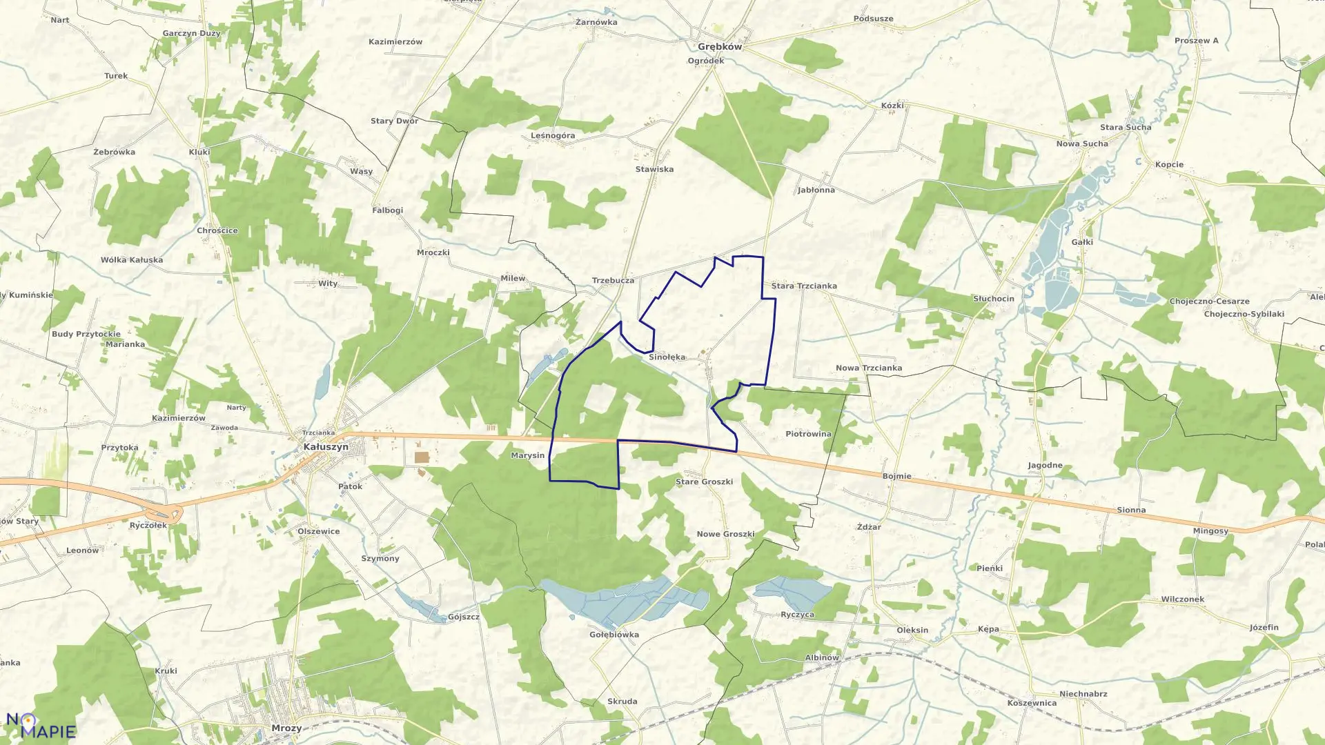 Mapa obrębu SINOŁĘKA w gminie Kałuszyn